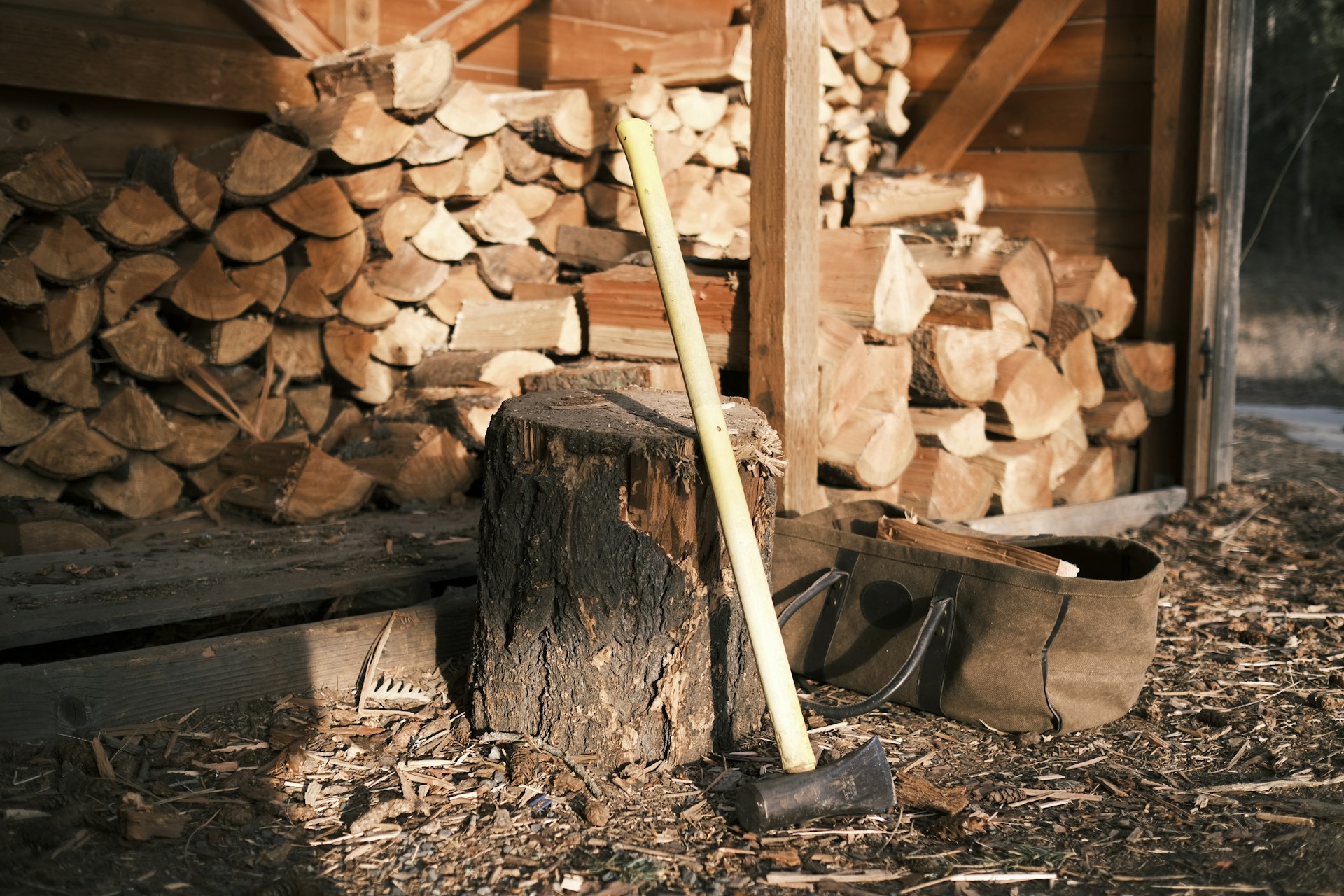 vorbereitetes Brennholz für den Winter