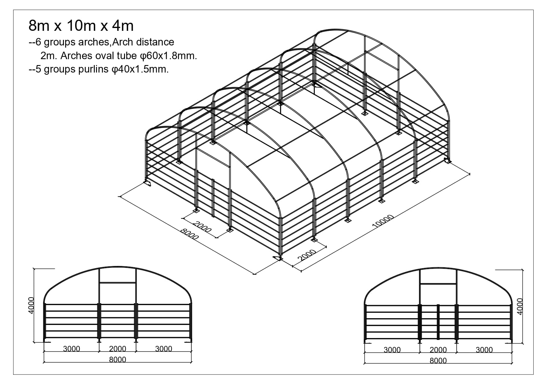 Tierunterkunft 8 m x 10 m x 4 m – Bild 2
