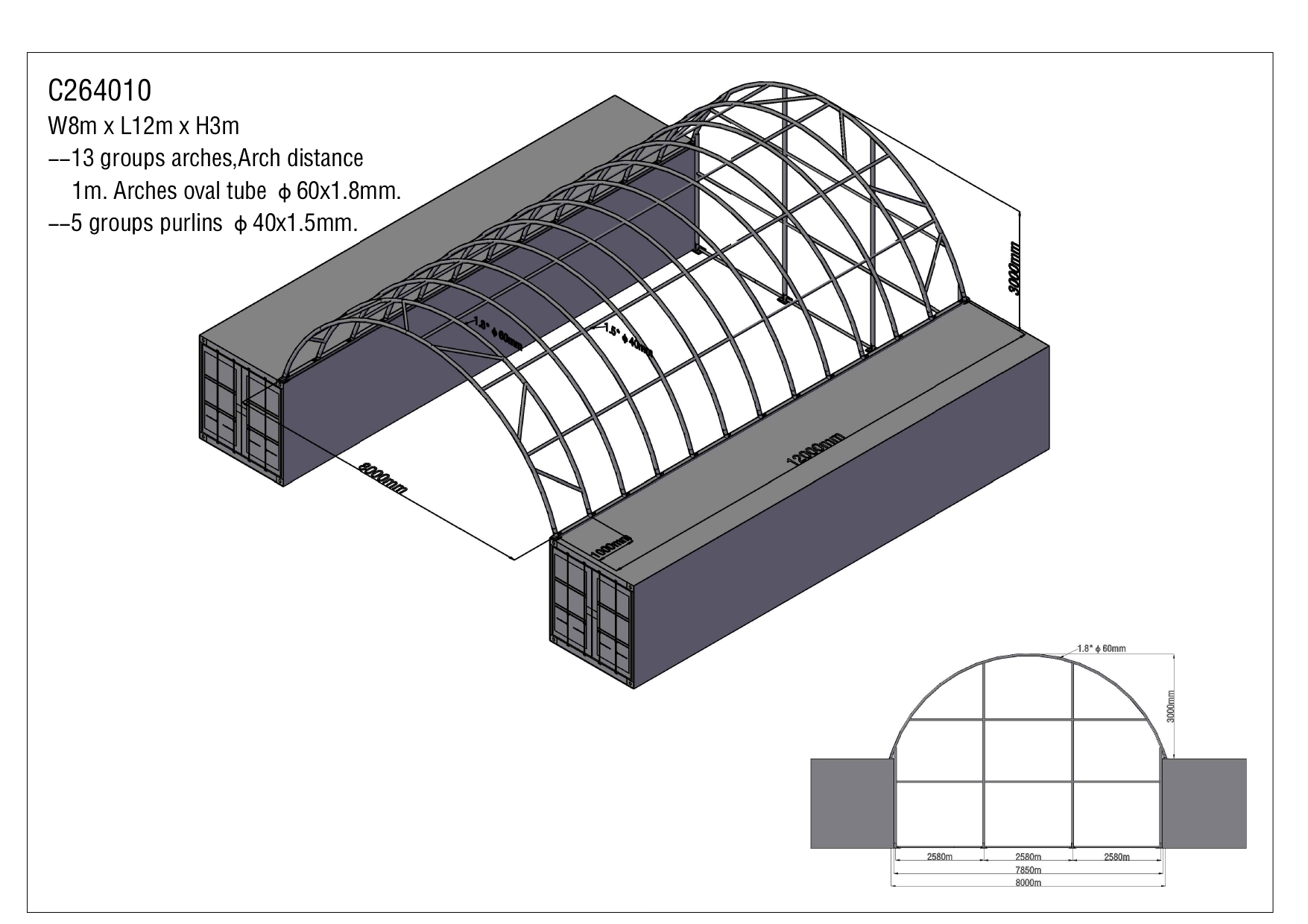 Unterstand aus einem Seefrachtcontainer (8 m x 12 m x 3 m) – Bild 2