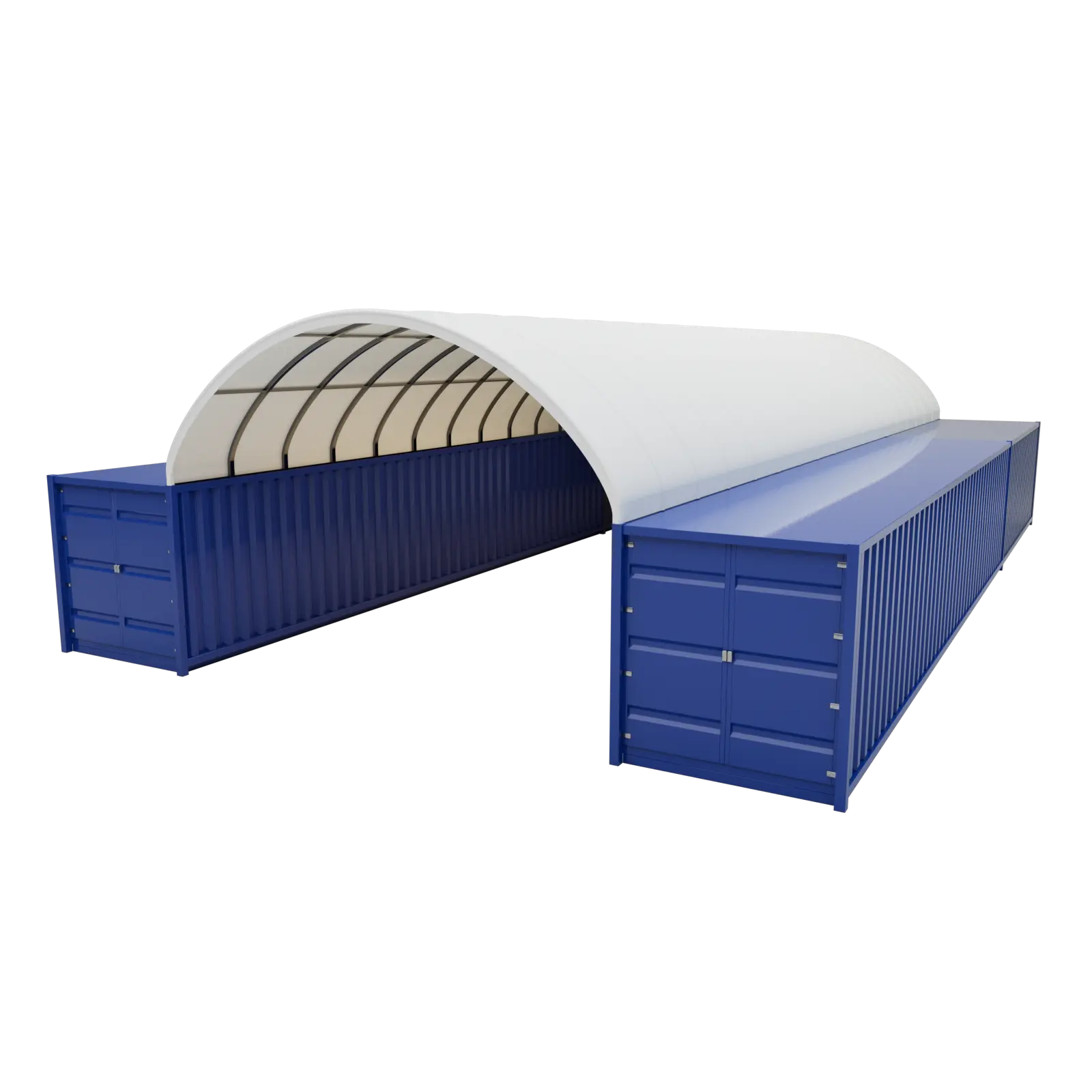 Unterstand aus einem Seefrachtcontainer, 6 m x 18 m x 2 m